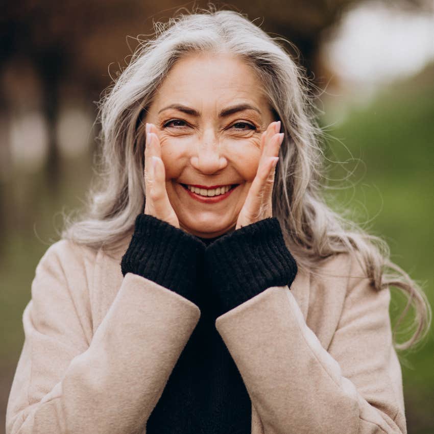 Older woman happy to be aging