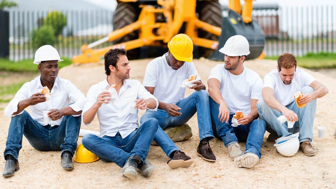 Workers taking a lunch break