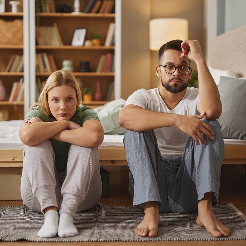 Upset couple ignoring each other after fight