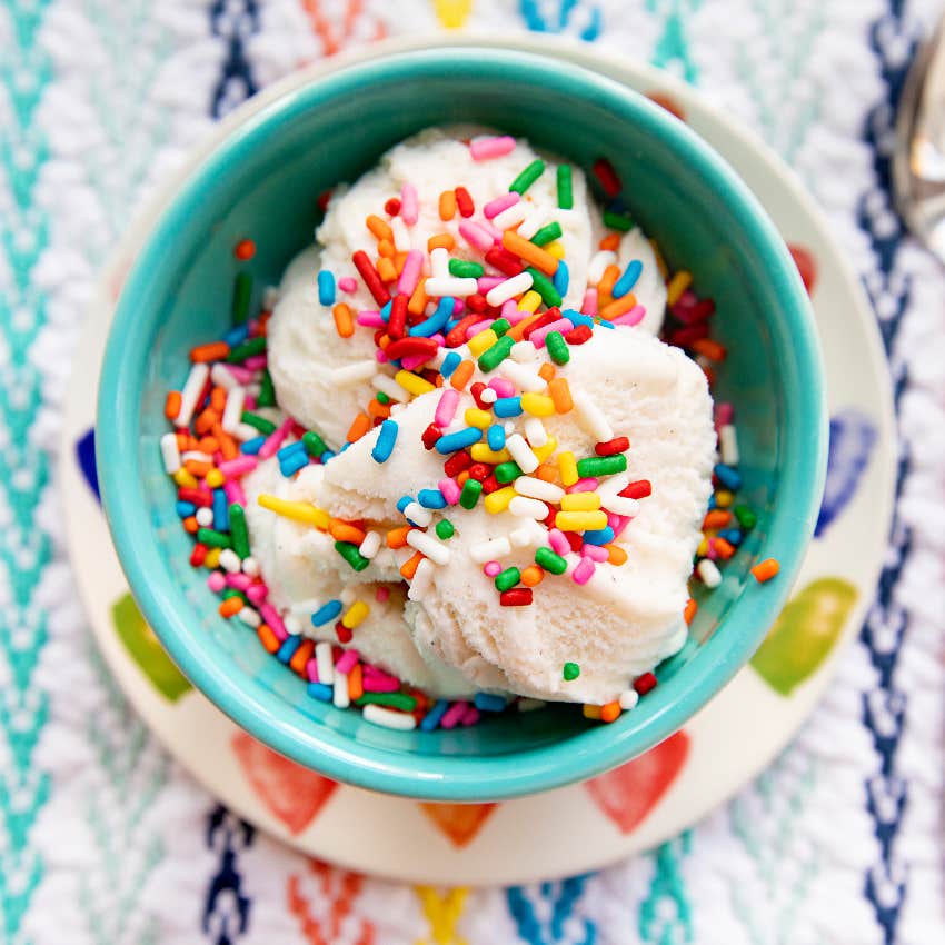 Ice cream with rainbow sprinkles