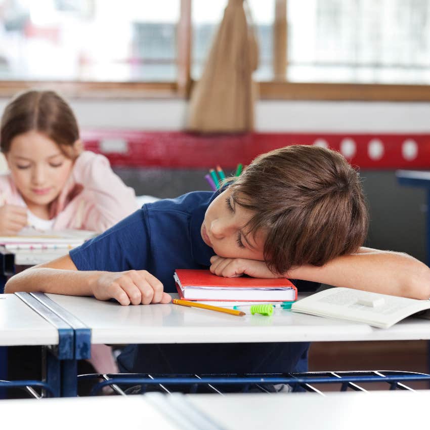 Kid asleep in class