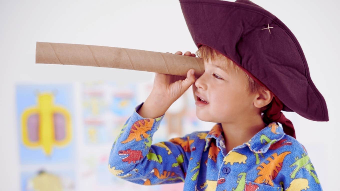 little boy dressed as pirate