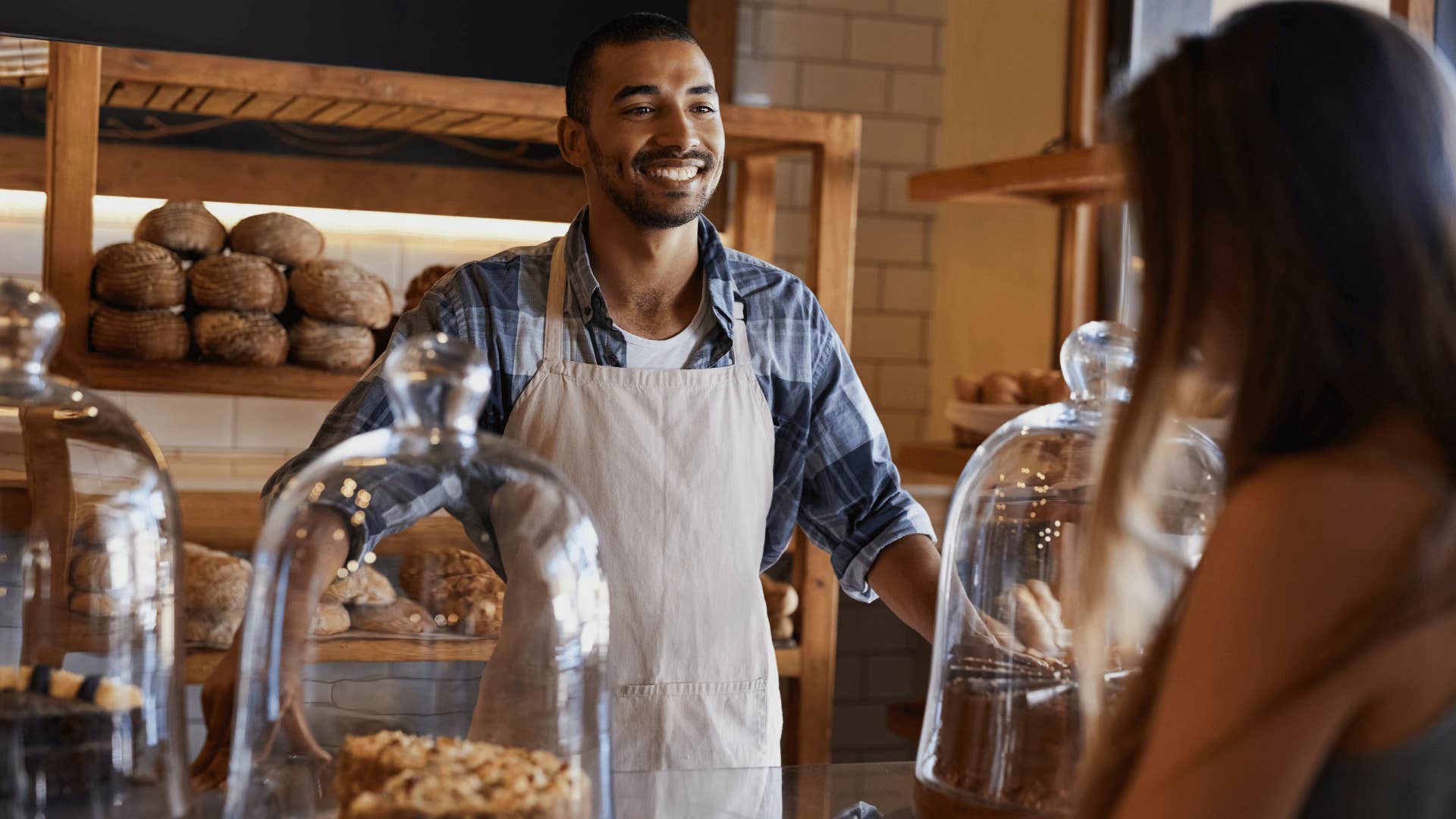 man taking customers order