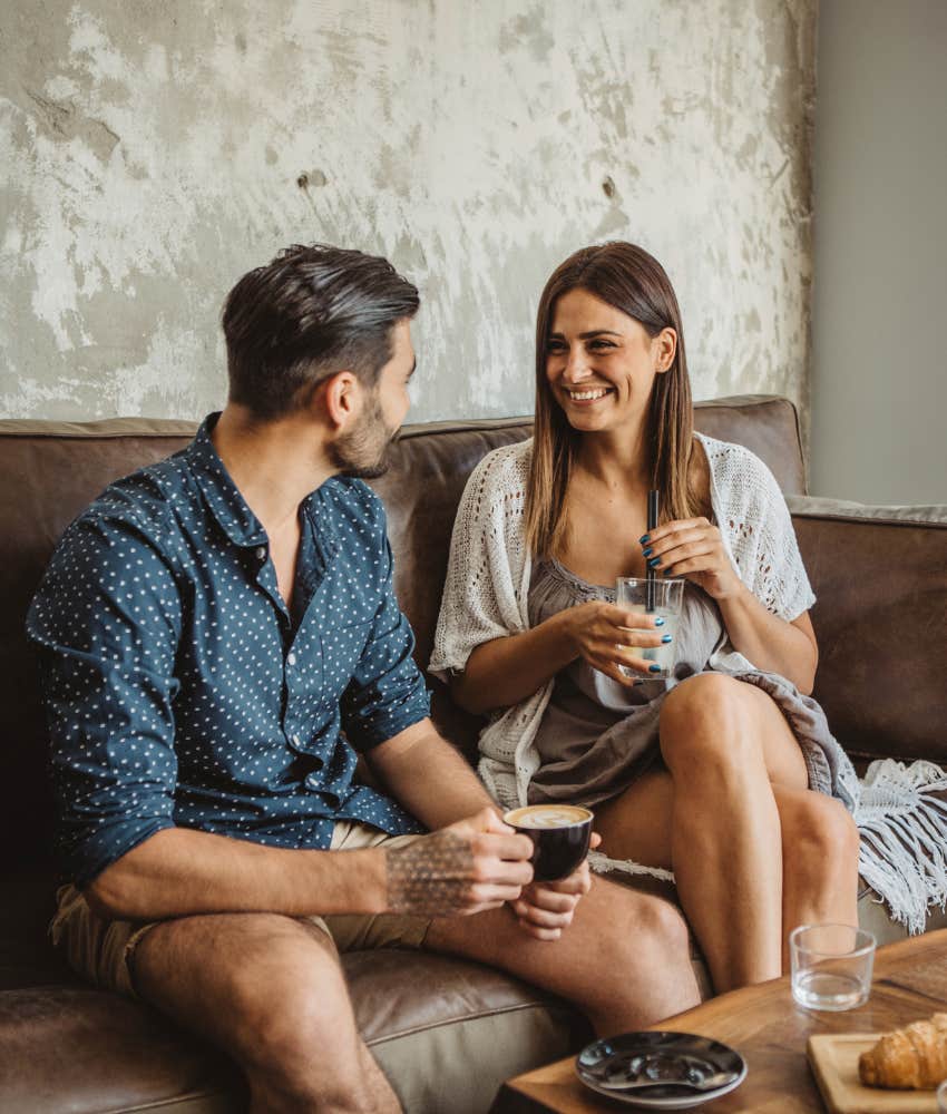 Man and woman on a coffee date