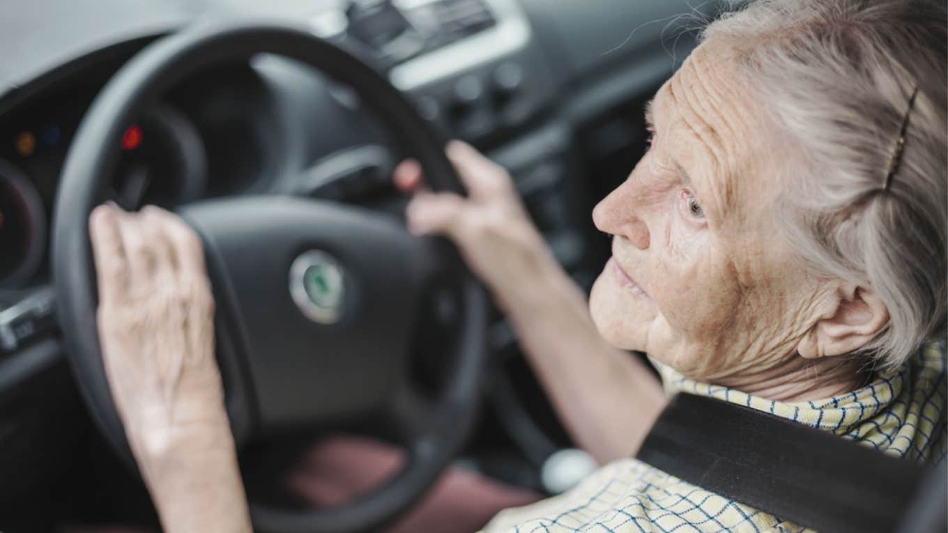 elderly woman driving 