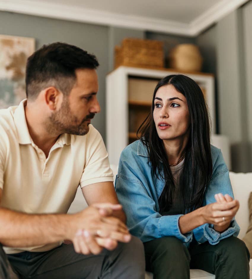 Couple have serious conversation