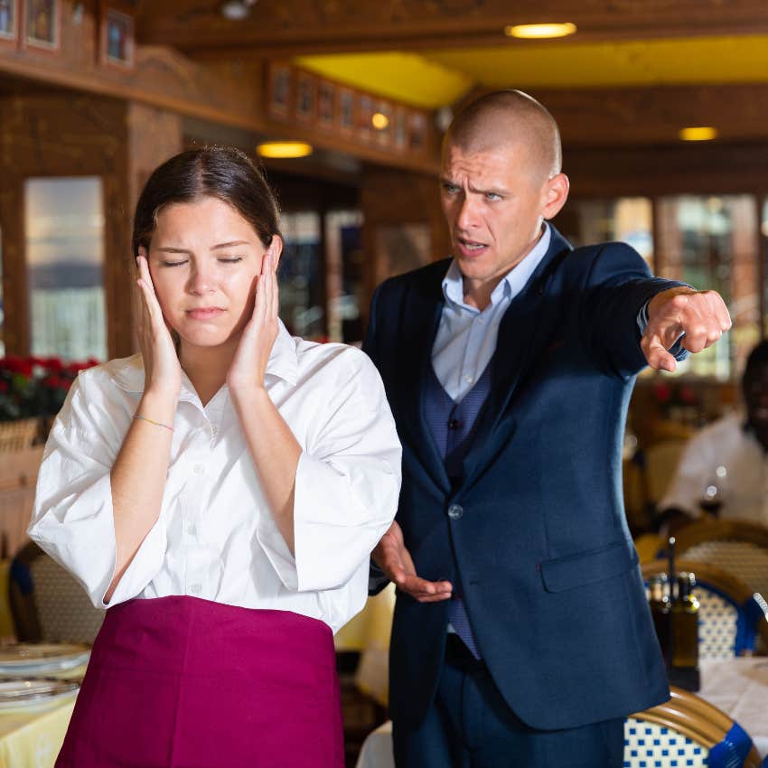 Man yelling at waiter