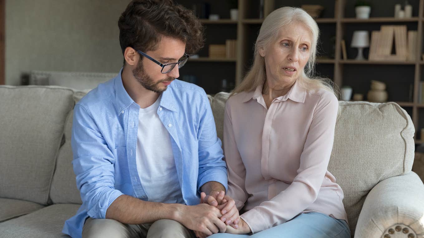 Millennial son telling aging mom her can't support her