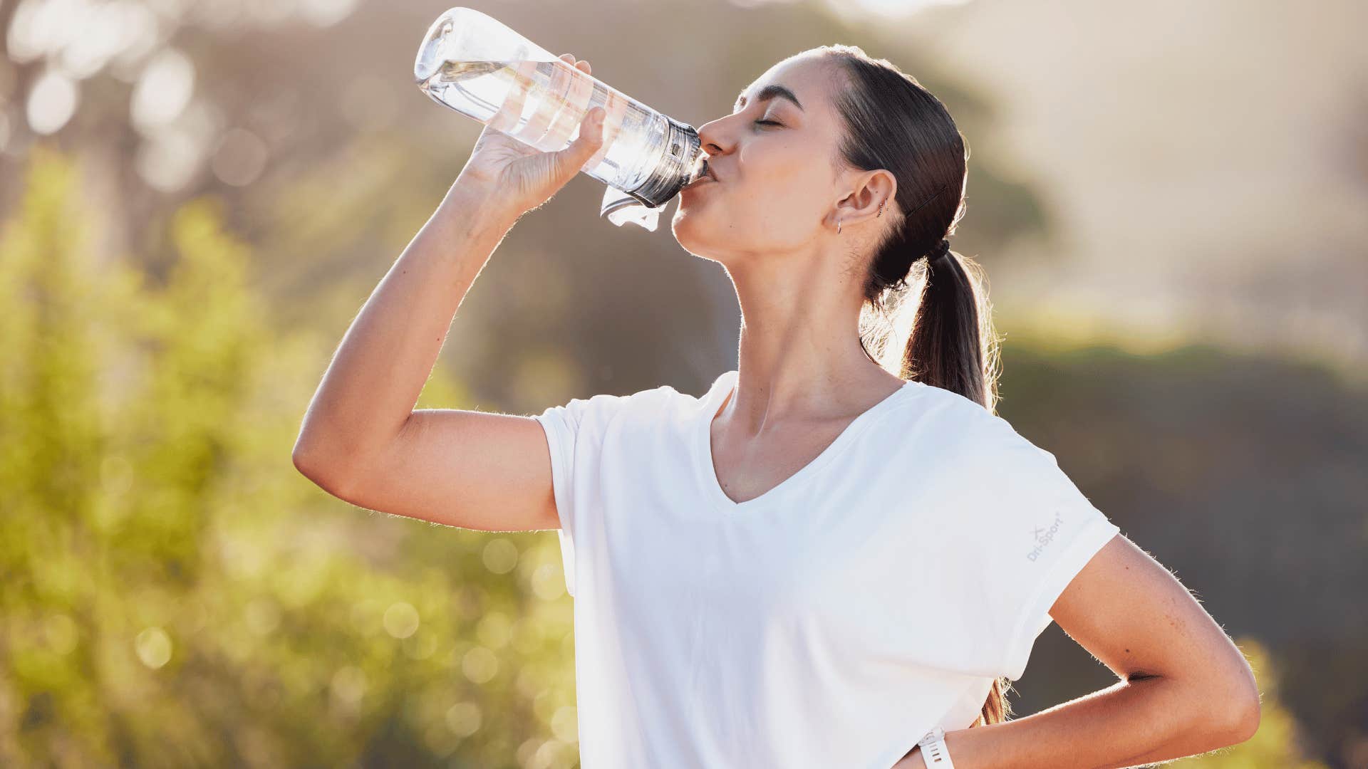 woman drinking water