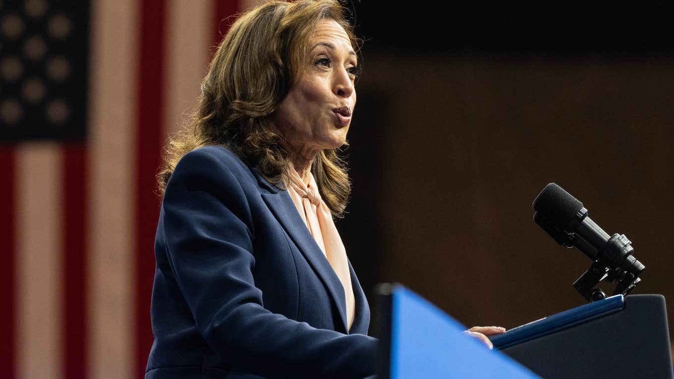 Kamala Harris speaking at a campaign event