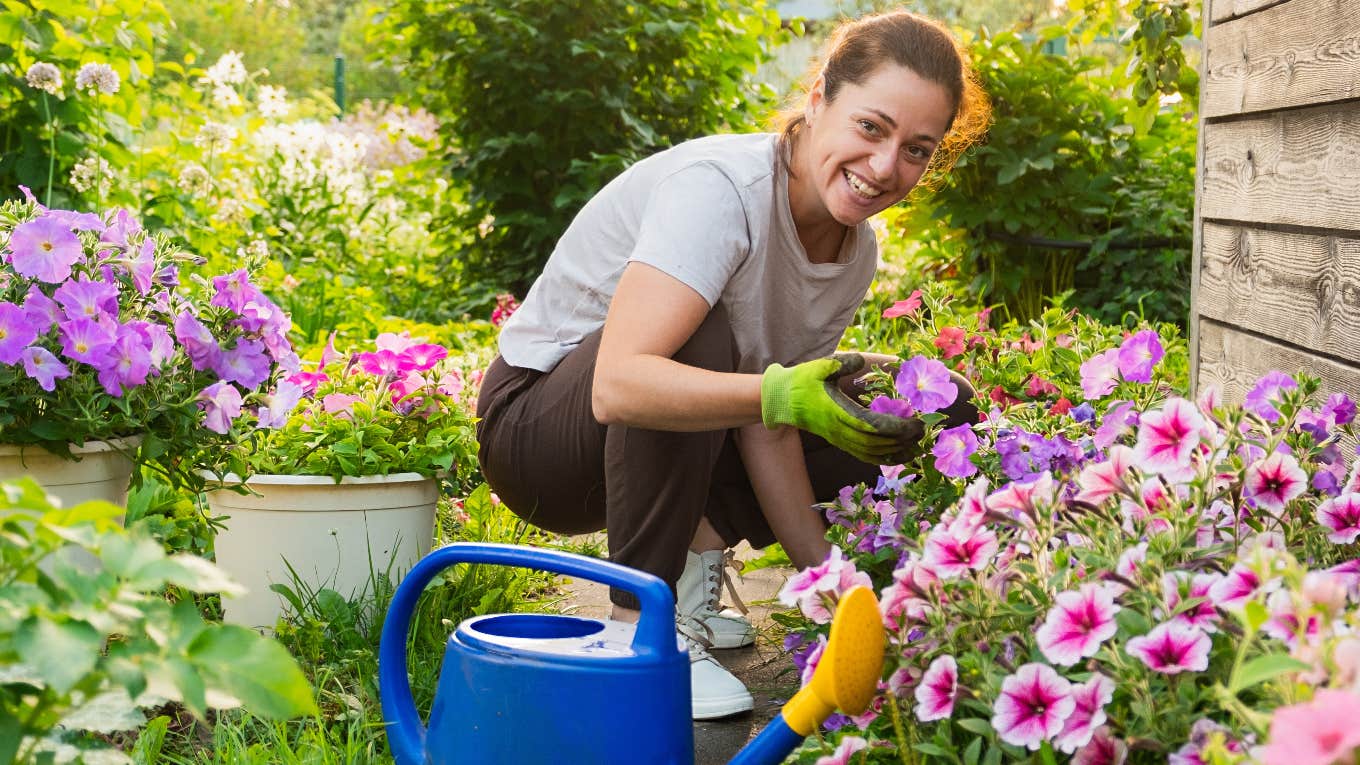 Woman planting a garden to improve her health