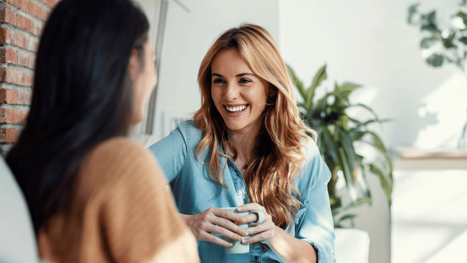 two women talking