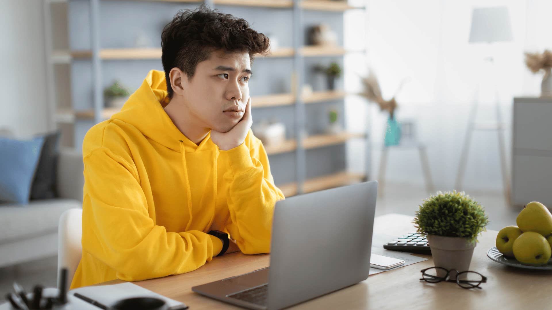 young man studying