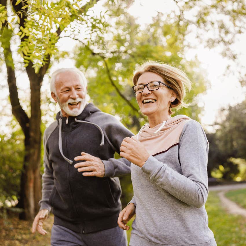 older couple jogging together