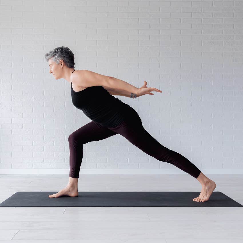 older woman doing yoga