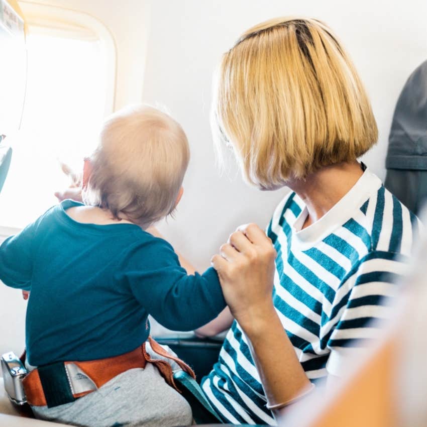 mom and baby on plane