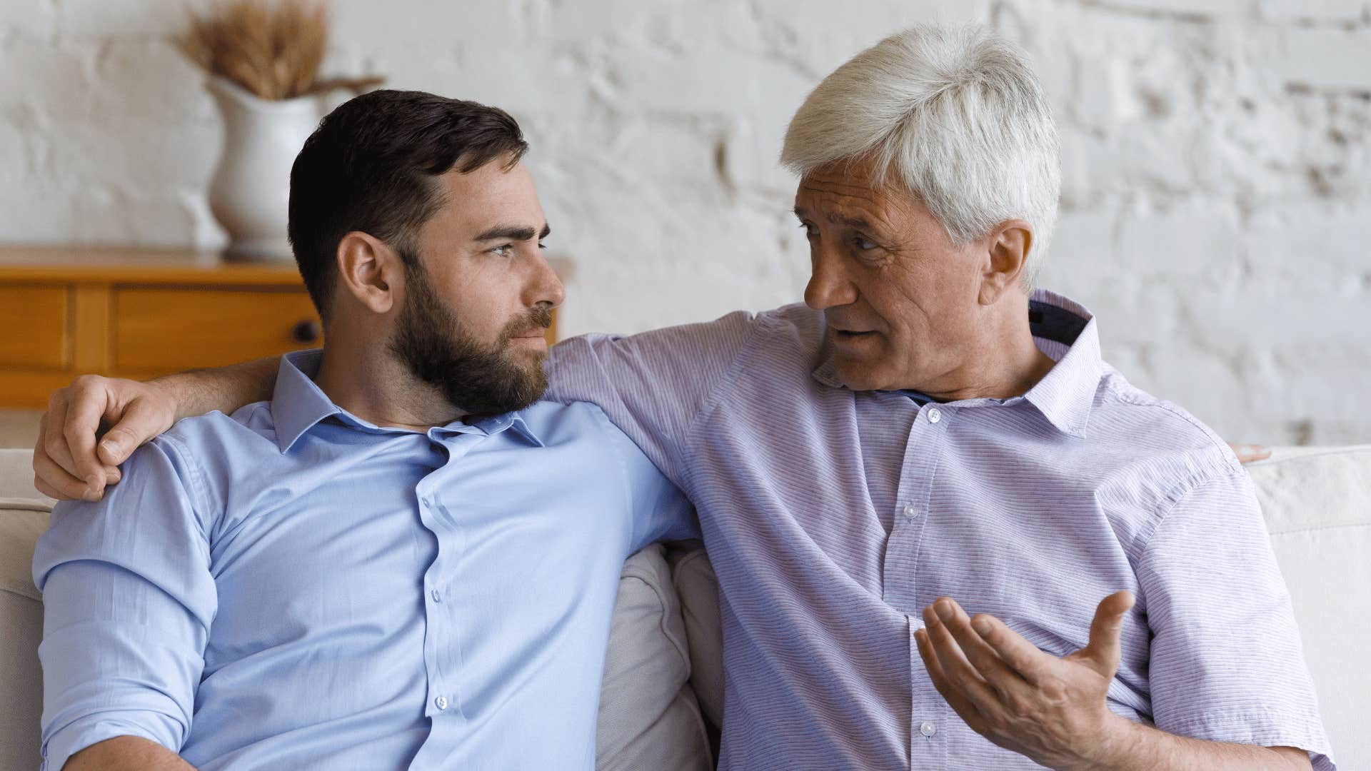 man with his older father