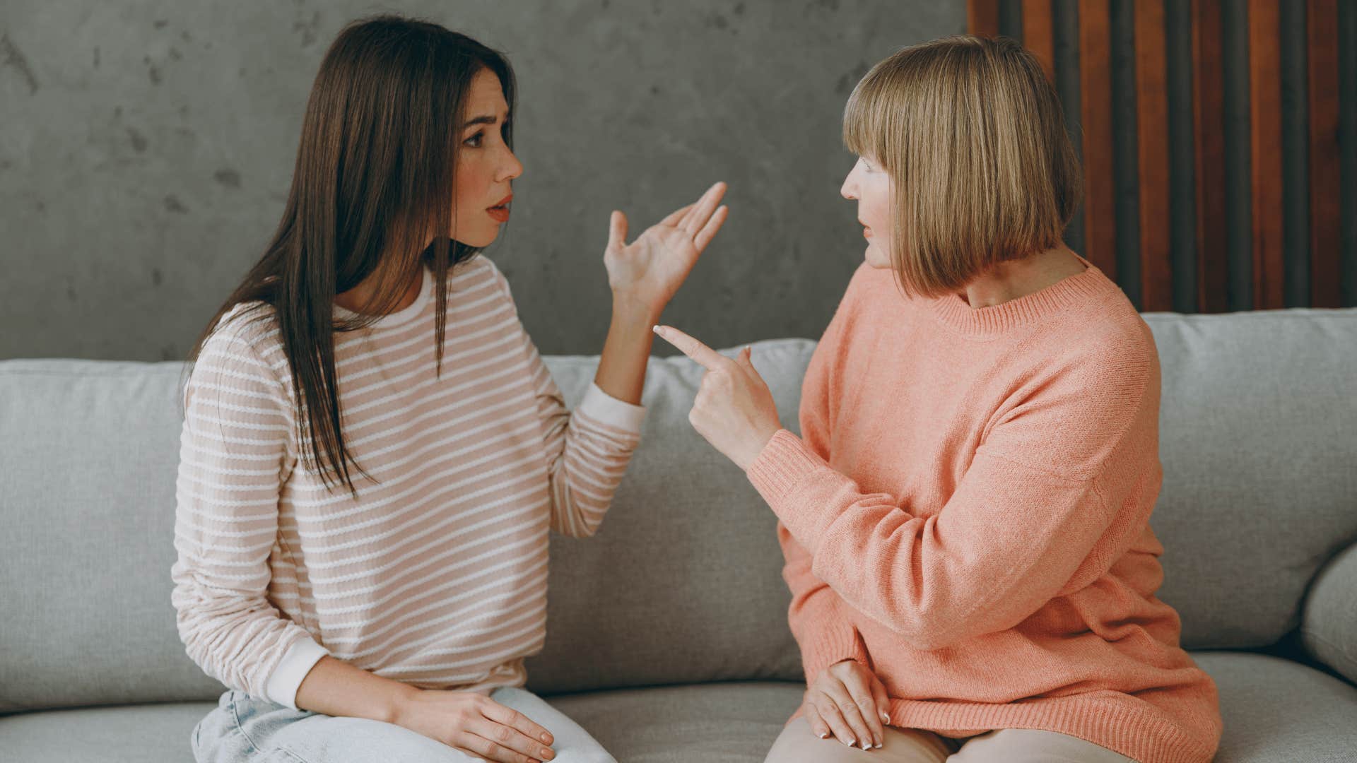 woman and her mother arguing