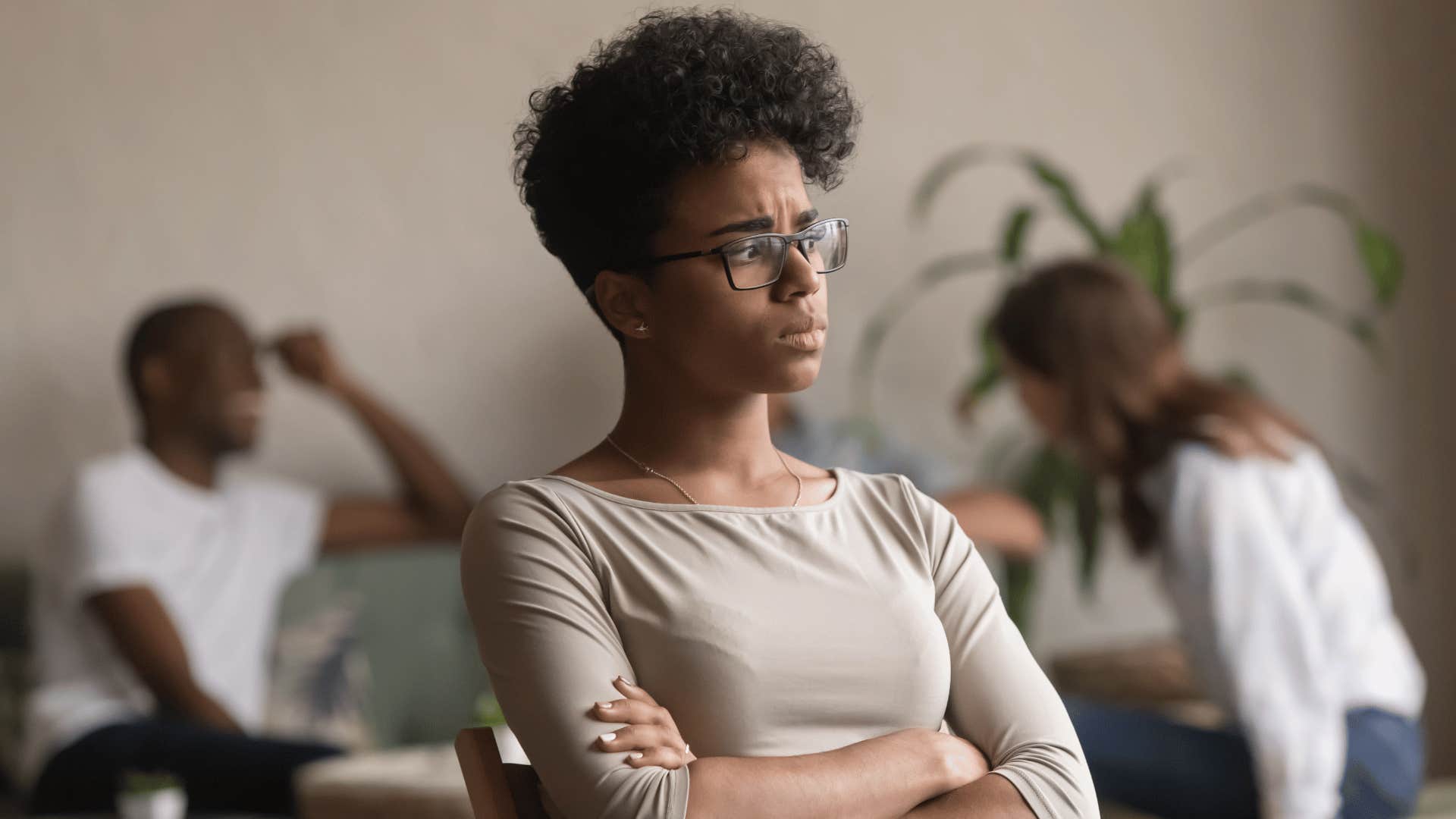 woman being ignored by coworkers