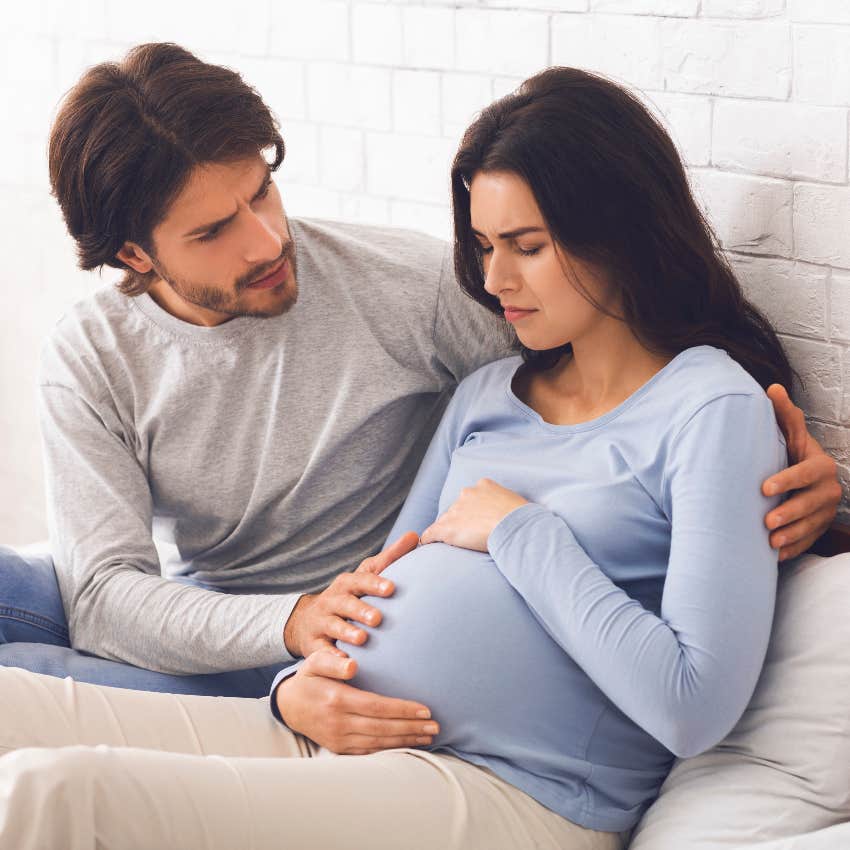 Worried couple pregnant with twins