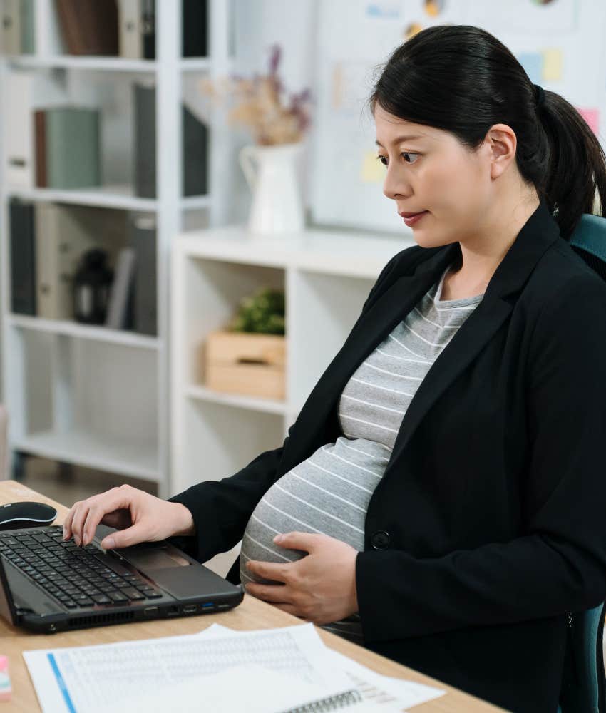 pregnant woman working