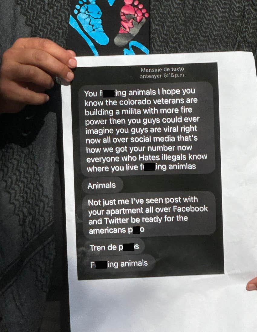 text message received by residents of Aurora, Colorado apartment complex