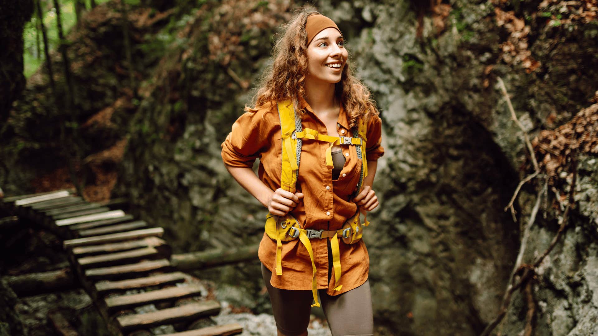 woman exploring outside 