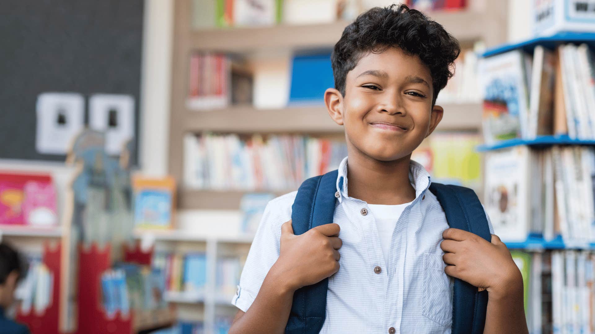 young boy at school