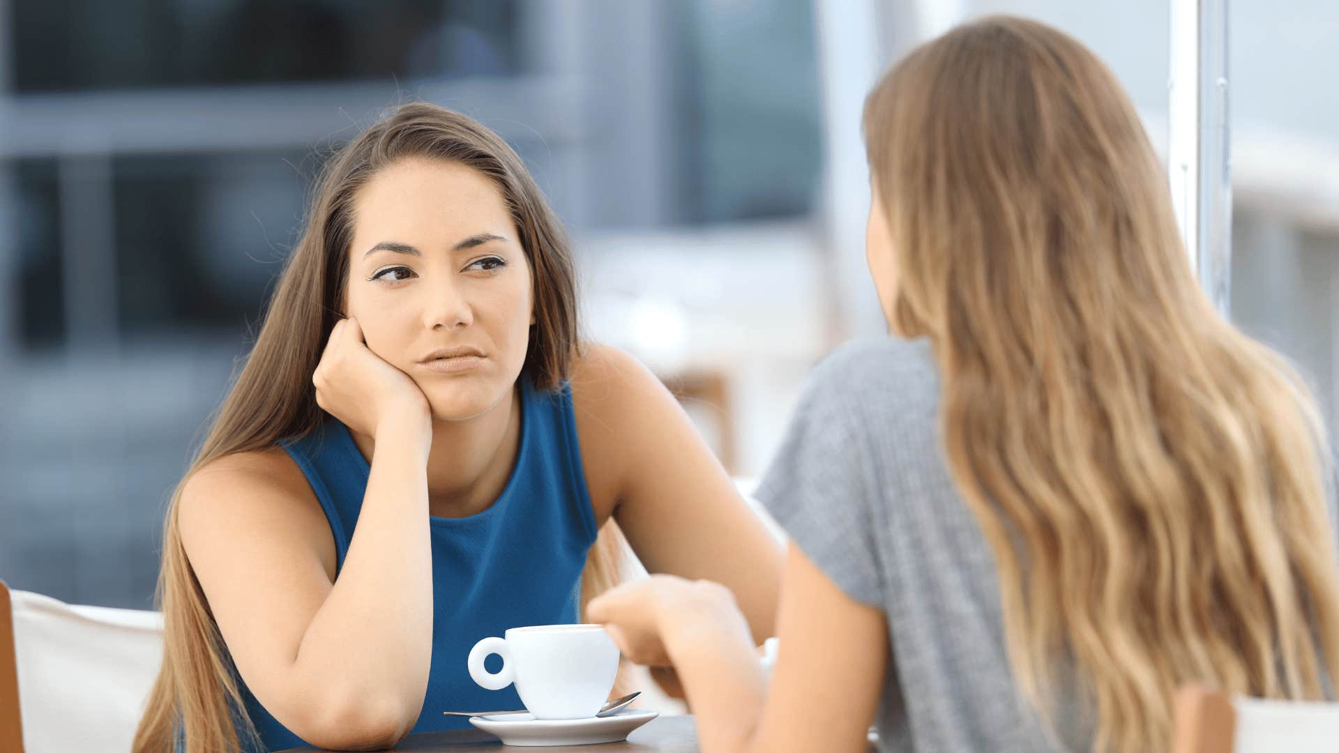 two women talking