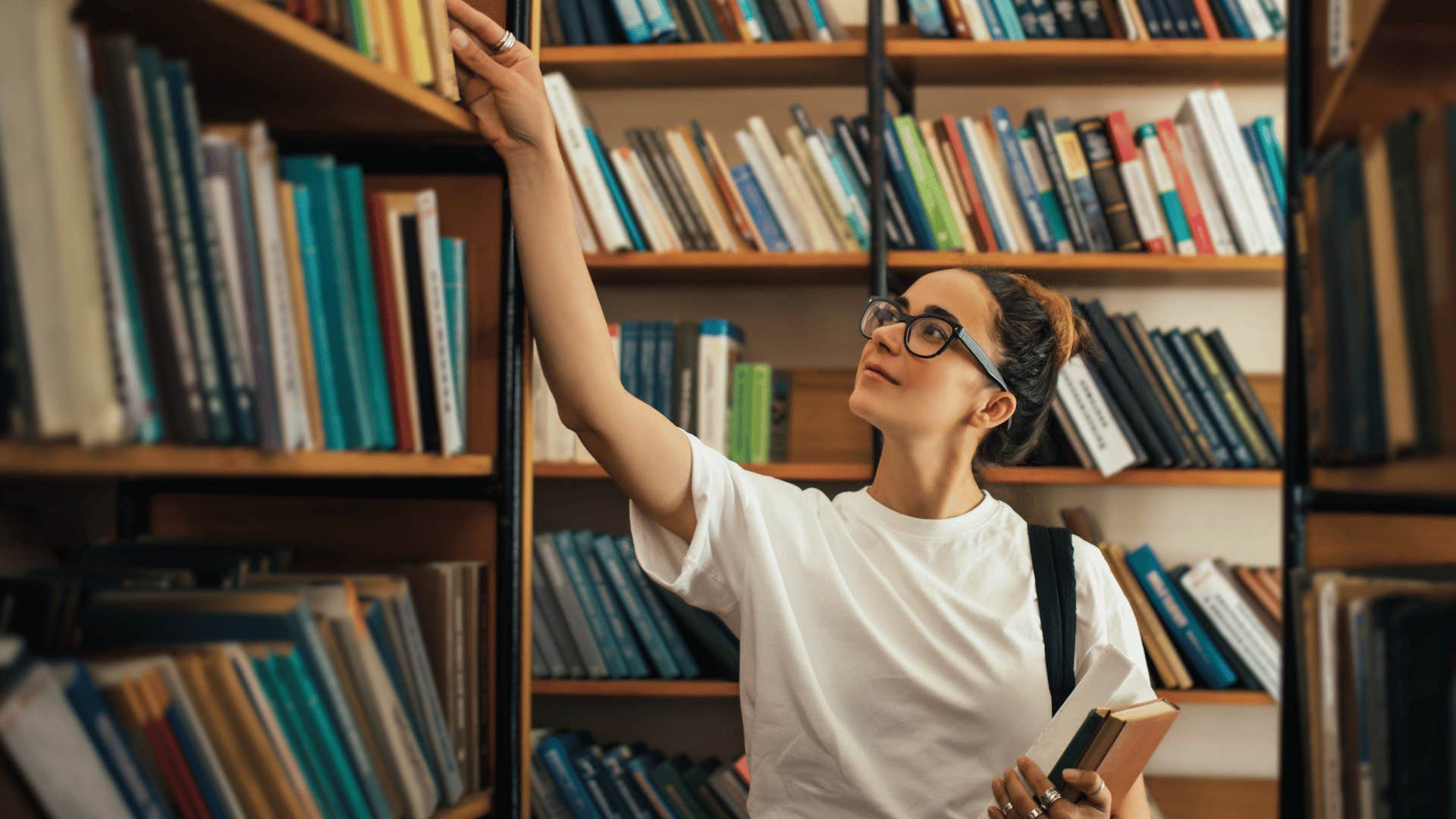 woman at library