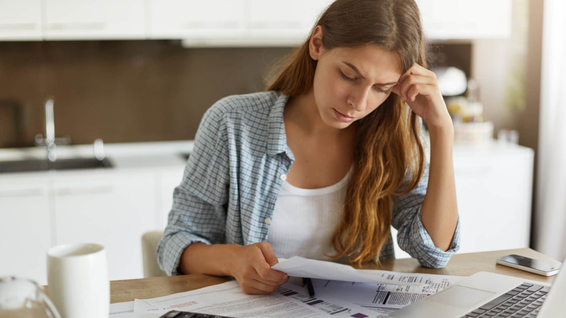 woman paying bills