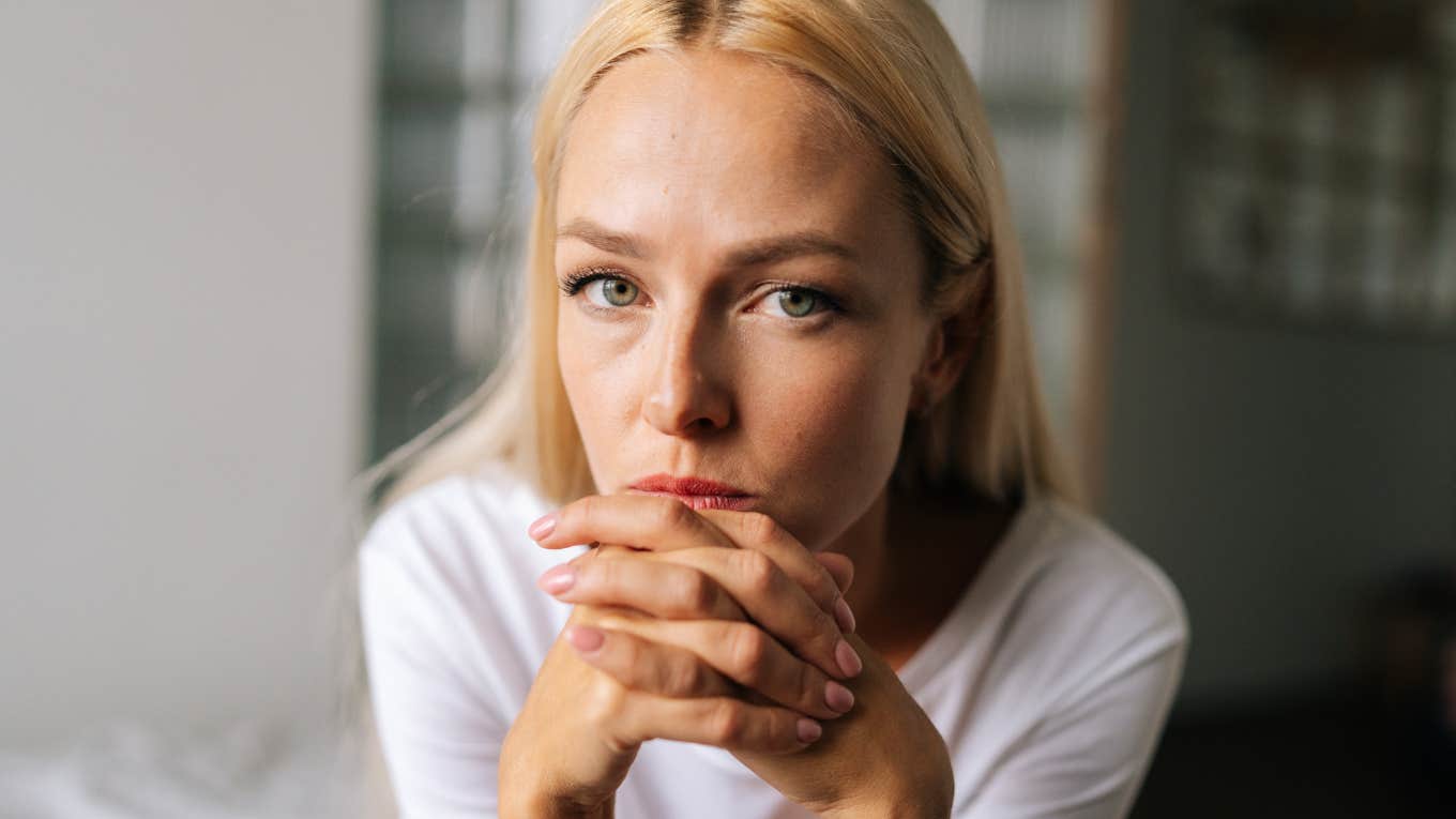 pensive woman thinking