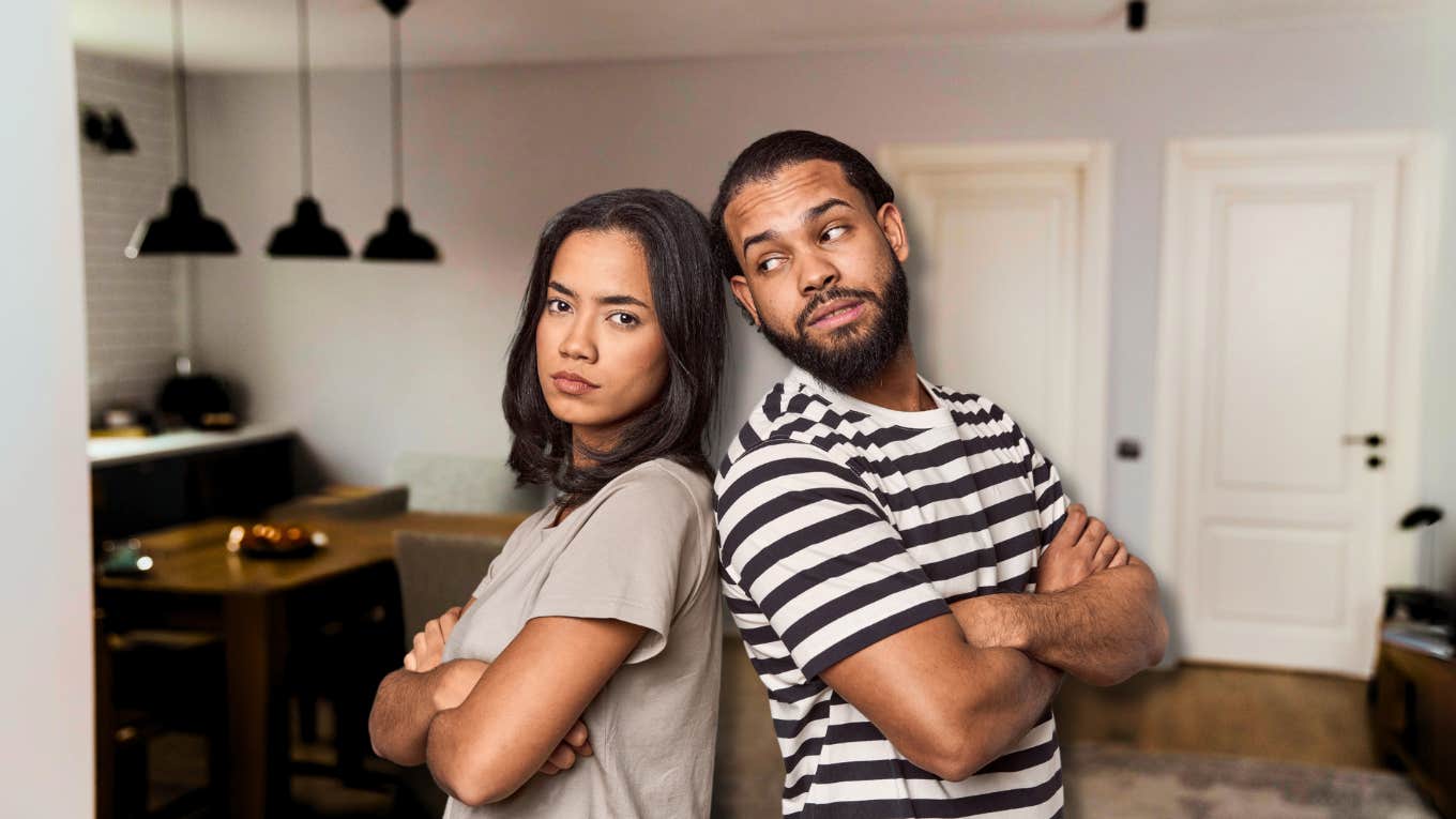 Couple silently holding in their resentment for each other