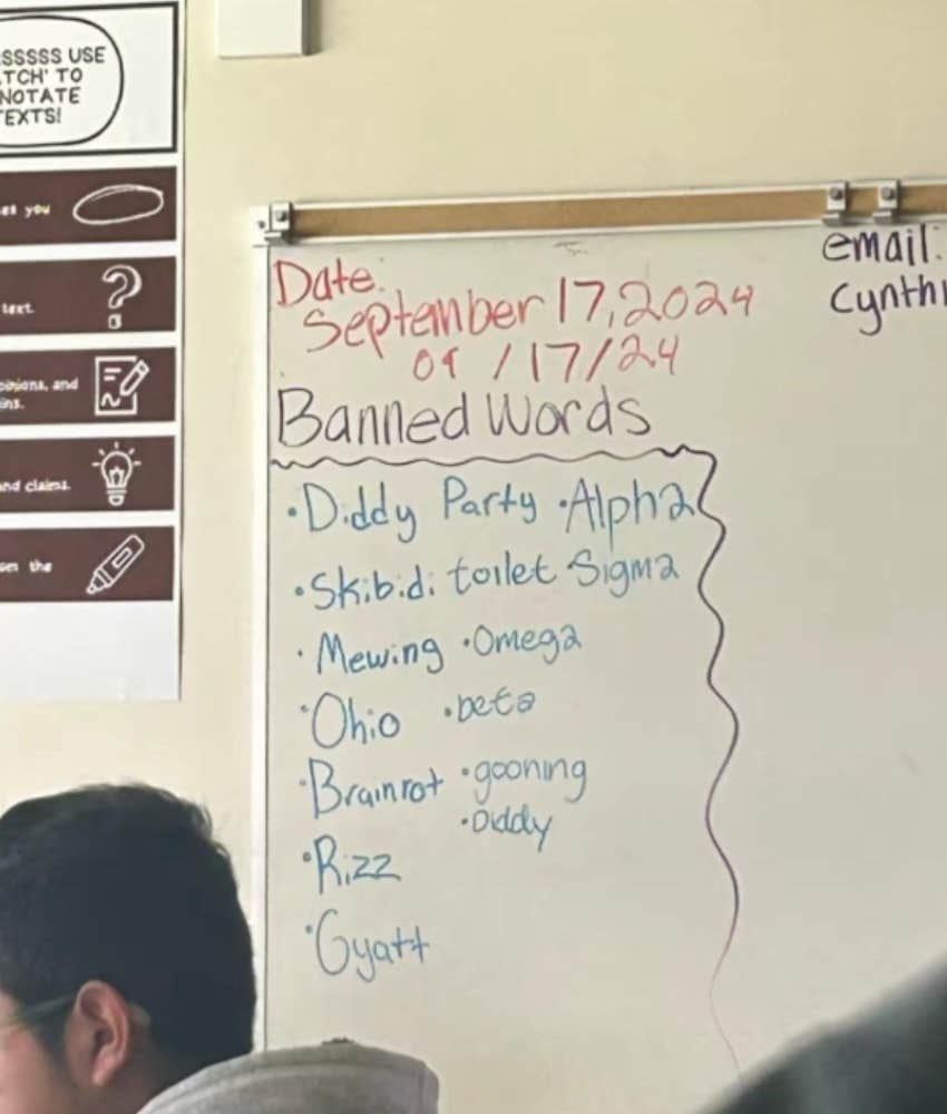 Student Shares Photo Of Slang Words Their Teacher Has Banned Reddit Post