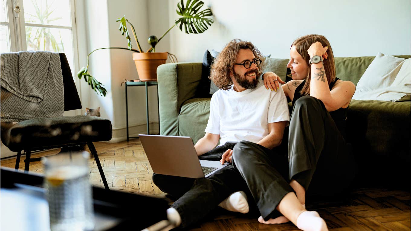 Happiest couple connecting at home