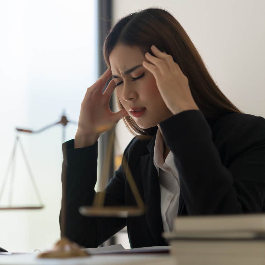 Stressed lawyer struggling