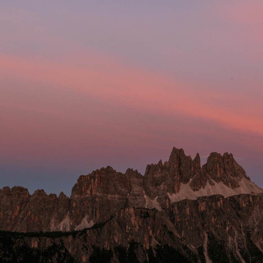 sunset dolomite mountains