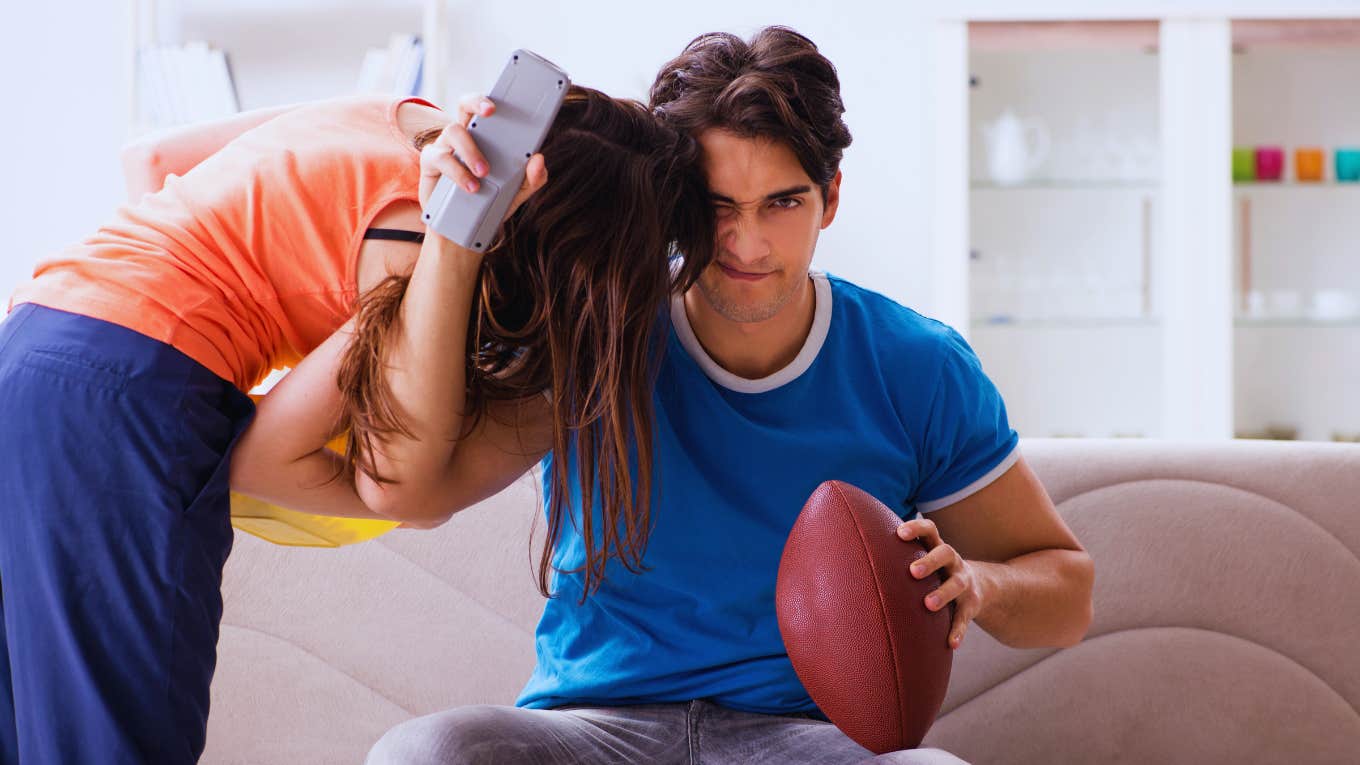 Couple tries to survive football seasons when losing their minds.