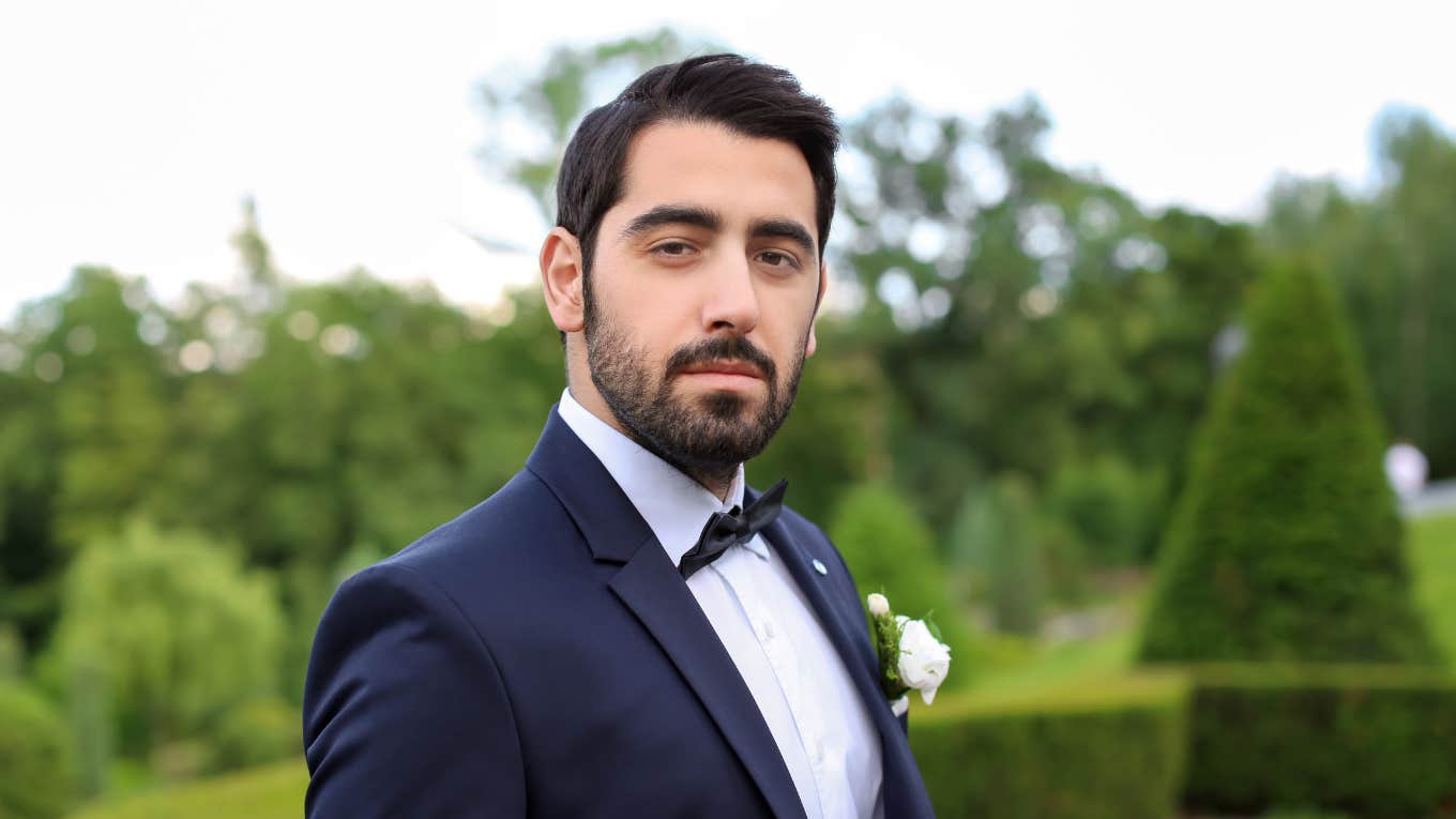 Handsome groom in a tuxedo