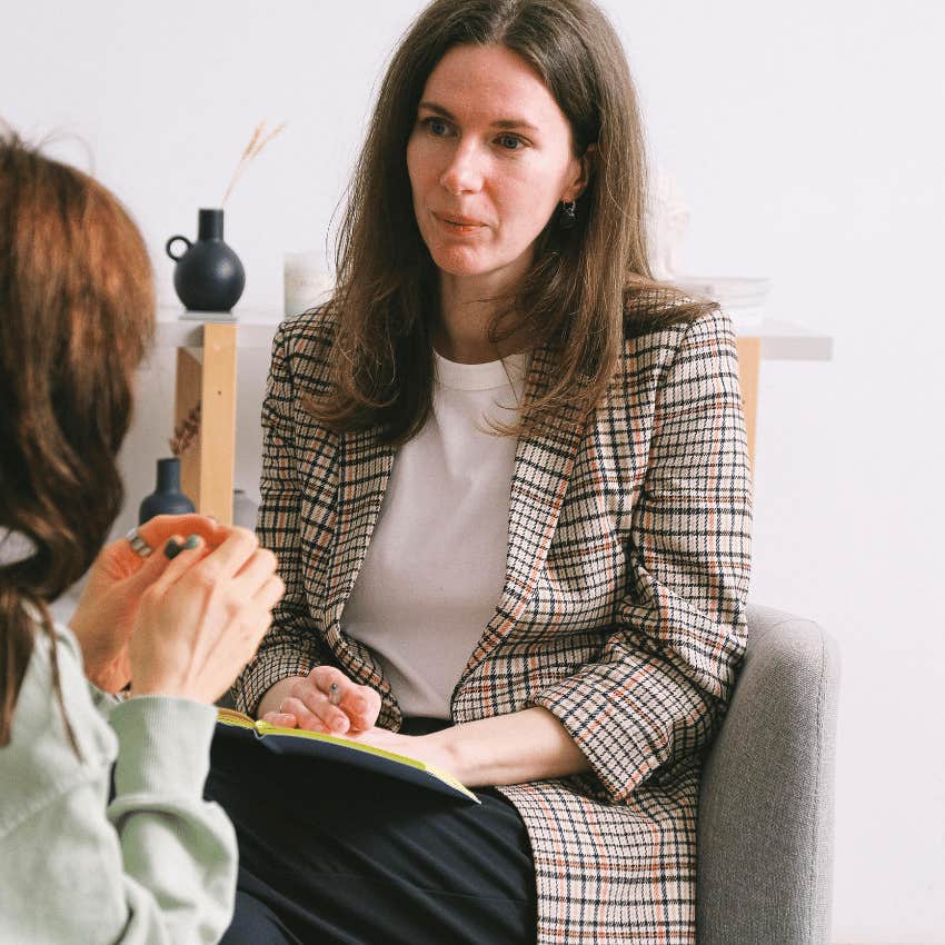 therapist listening intently to woman