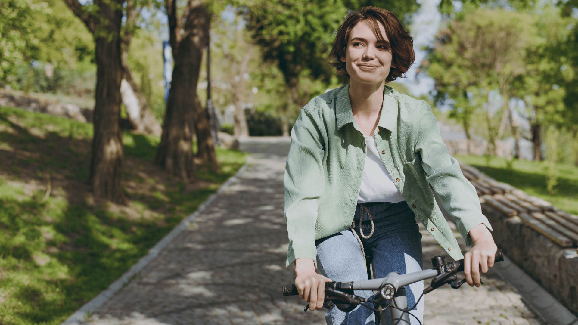 woman riding a bike