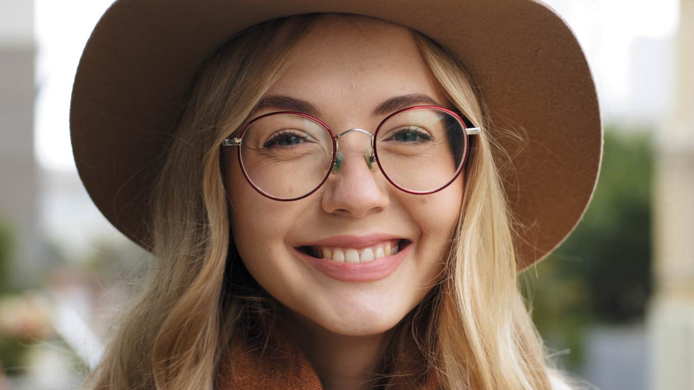 smiling charming woman wearing glasses