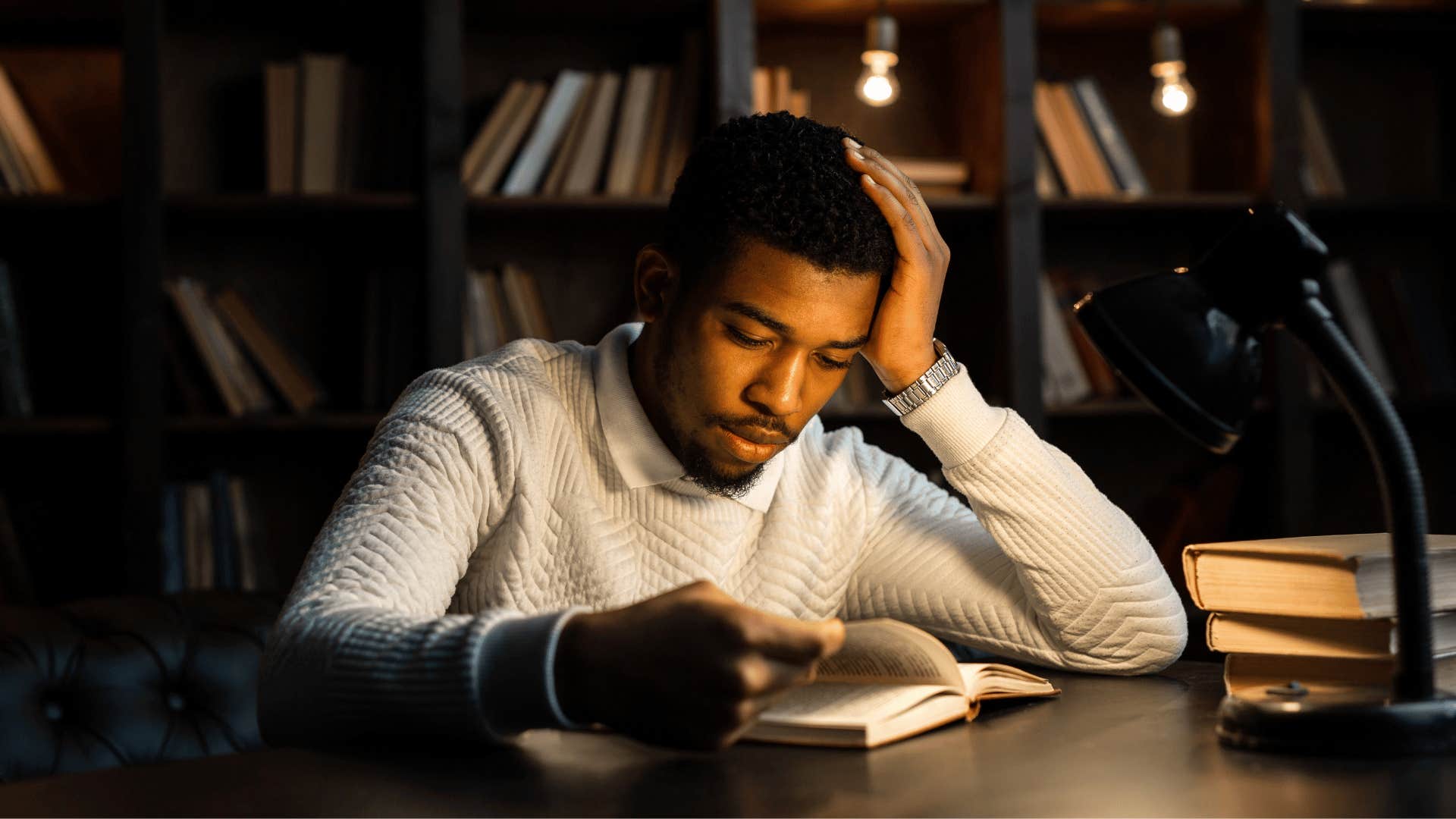 young man studying