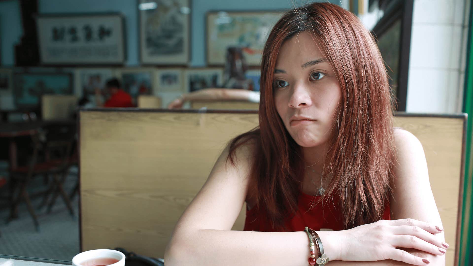 young woman at a restaurant