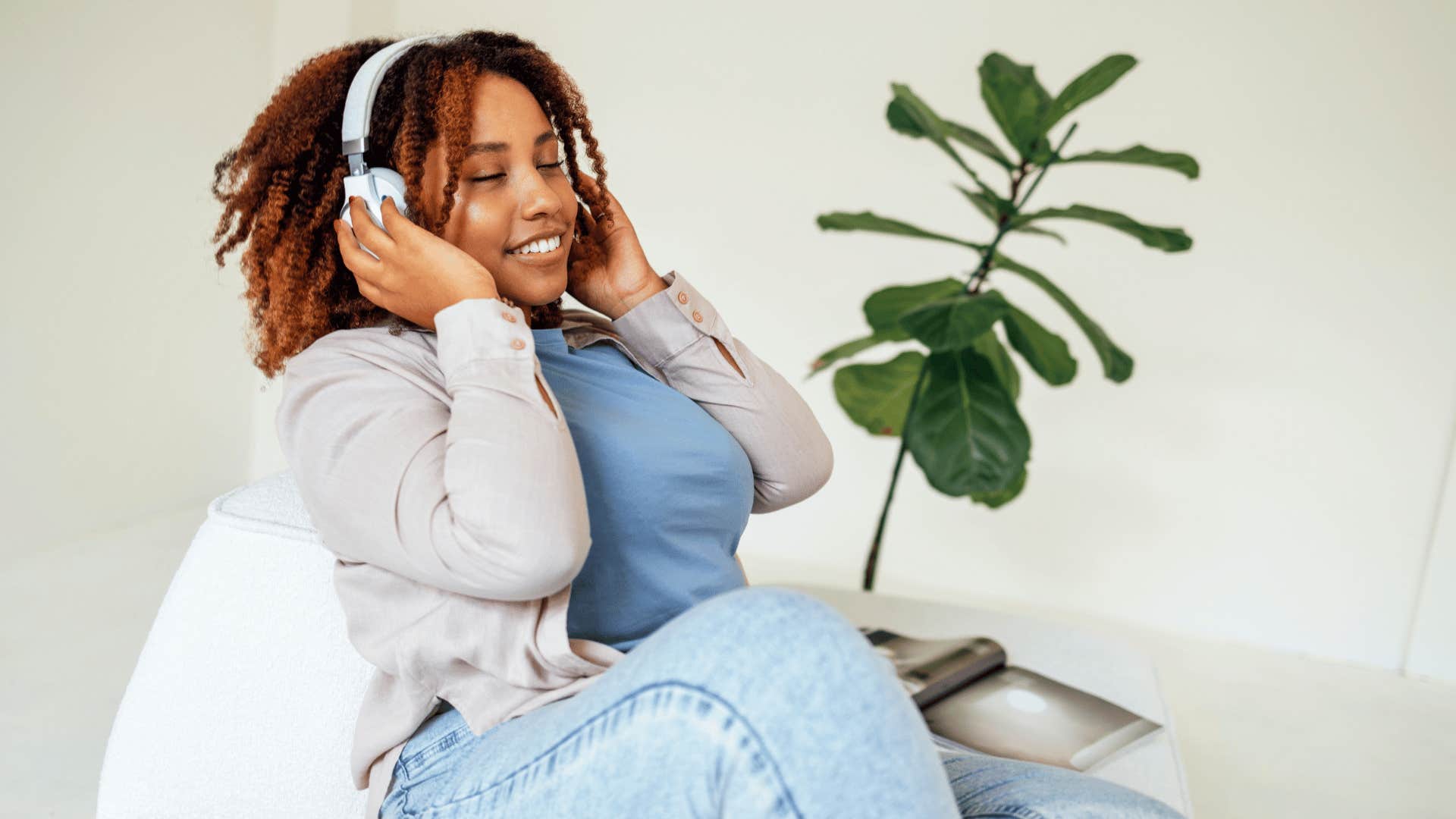 woman listening to music 