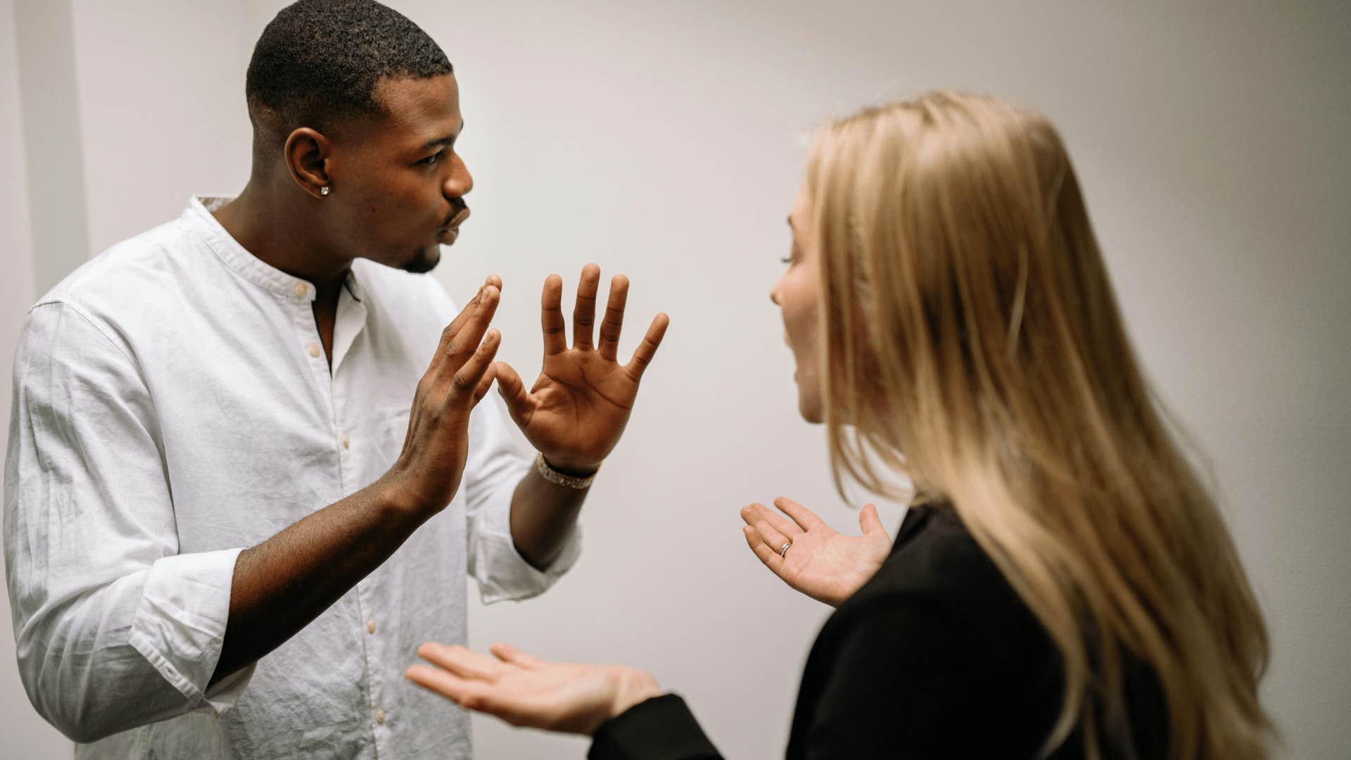 upset woman fighting with man