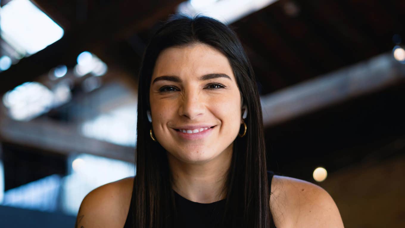 smiling woman wearing black