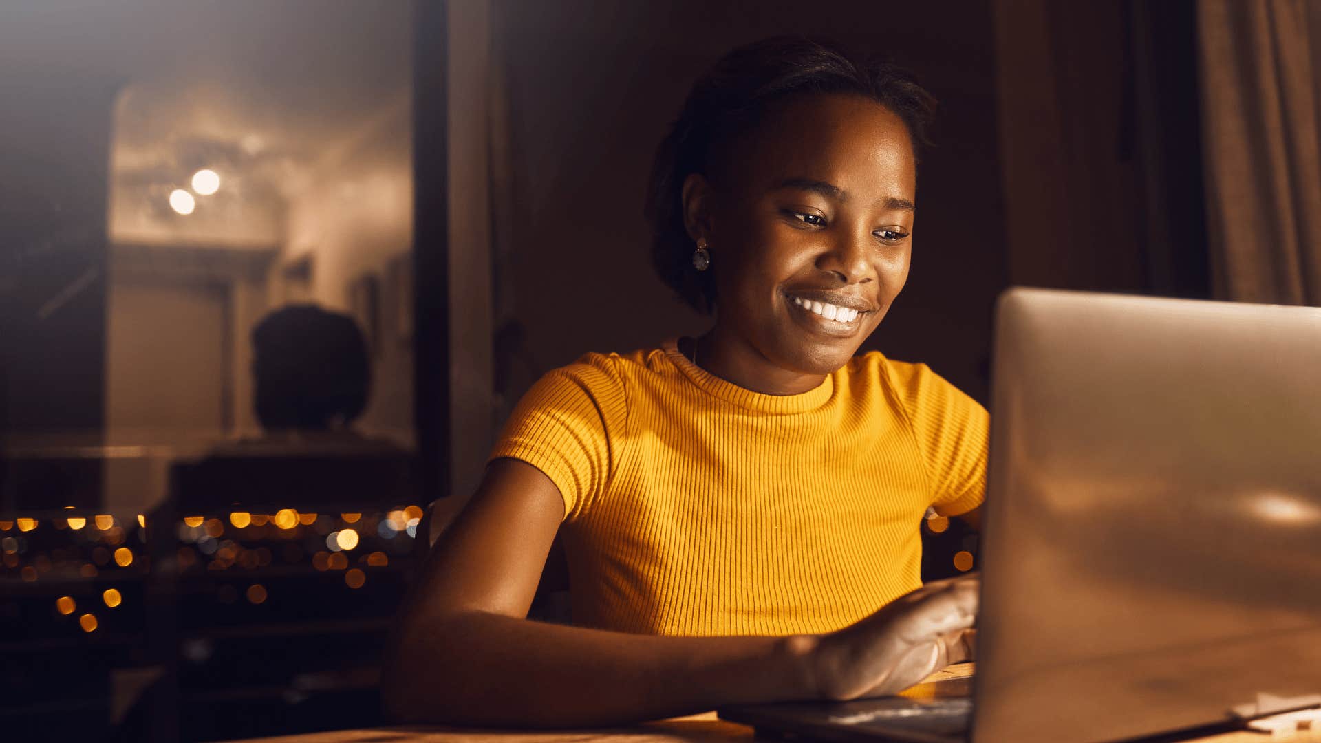 Woman at computer planning for future