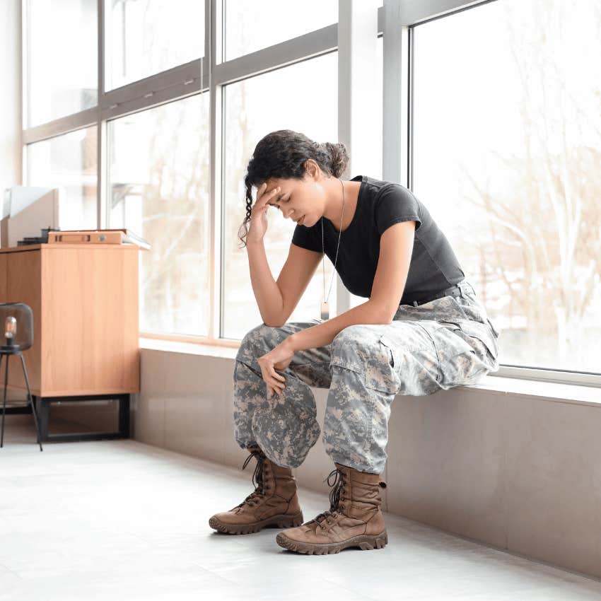 upset military female