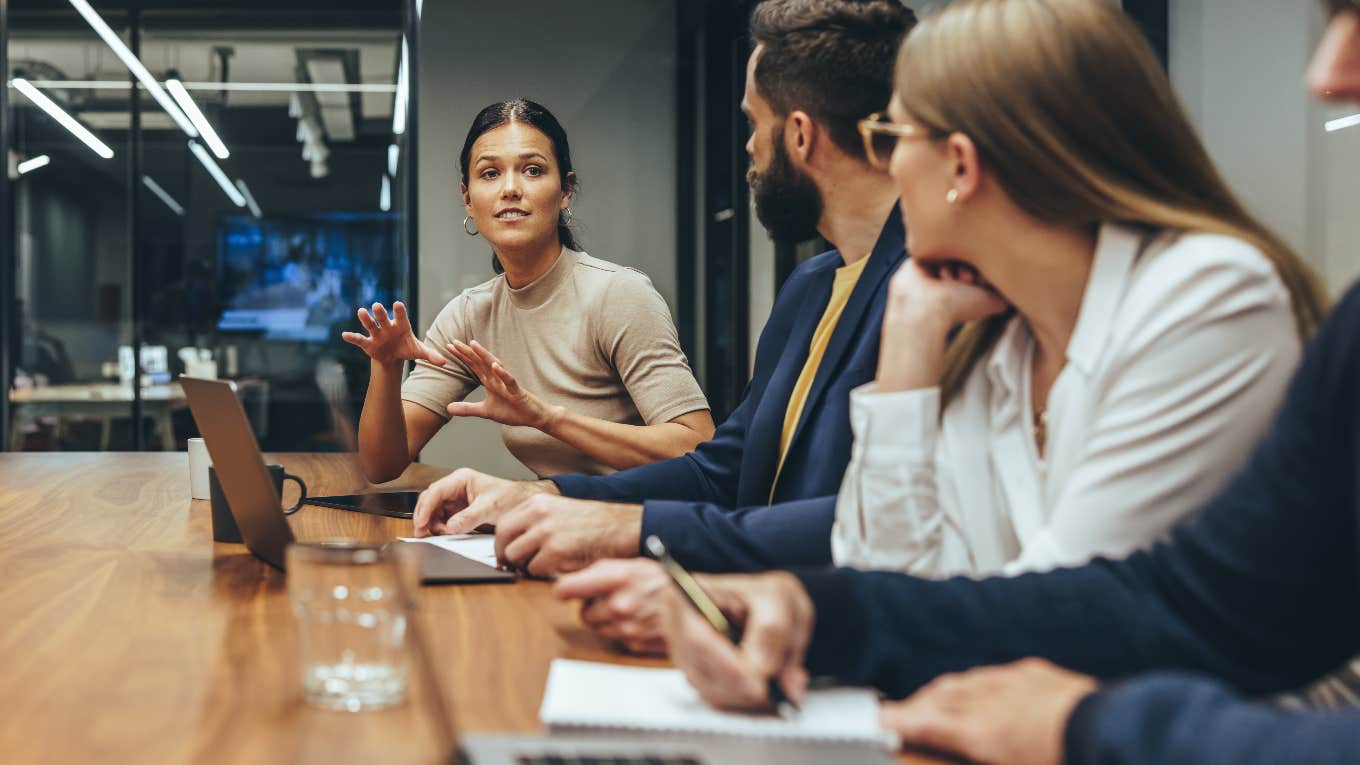 Woman speaking at work